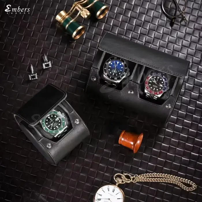 Embers cuir montre rouleau 1 2 3 fentes luxe véritable