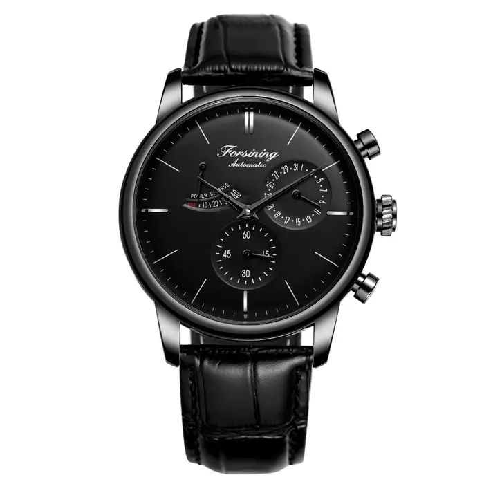 Montre mécanique automatique en cuir pour homme