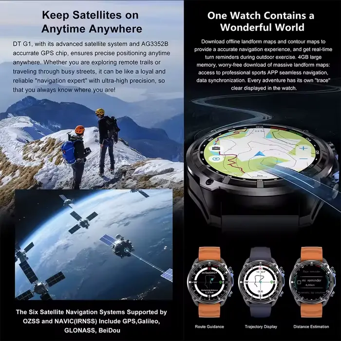 Montre connectée GPS avec carte terrain, résistante aux chocs, pour sportifs et aventuriers, suivi de fitness, sommeil et fréquence cardiaque, étanche jusqu'à 100m