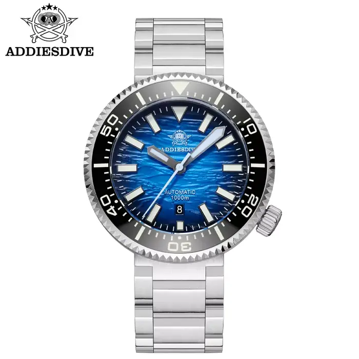 ADDIESDIVE Nouvelle Montre de Plongée de Luxe 2026 100 Bar Super Lumineuse avec Lunette en Céramique