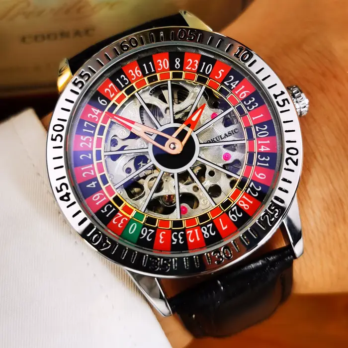 AOKULASIC mode squelette montre mécanique pour hommes conception rotative luxe en cuir bracelet en acier lumineux