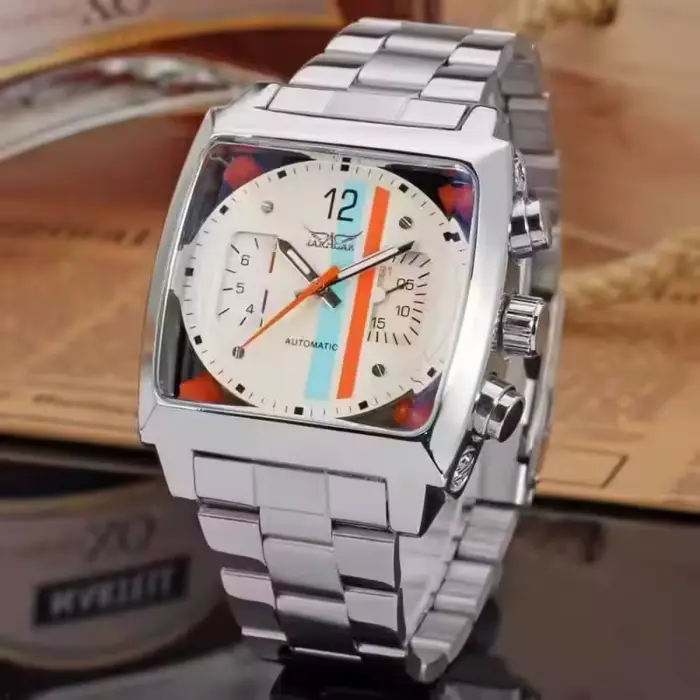 Montre mécanique automatique vintage pour homme avec cadran carré unique