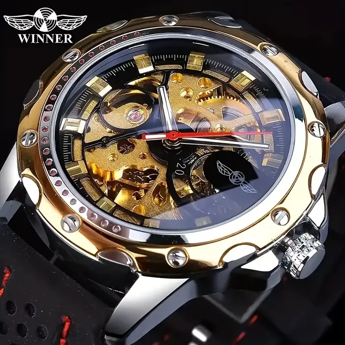 [1 Montre mécanique pour hommes] Montre mécanique de mode pour hommes - Conception creuse de style d