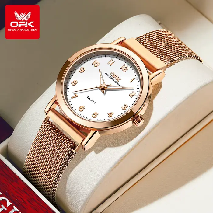 OPK 8115 montre pour femme Simple mode originale montre-bracelet à Quartz en acier inoxydable maille