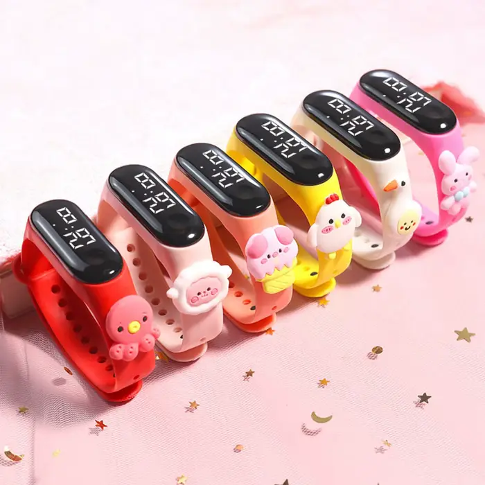 Montre intelligente multicolore pour enfants design numérique bracelet silicone ajustable pour filles et garçons occasions spéciales
