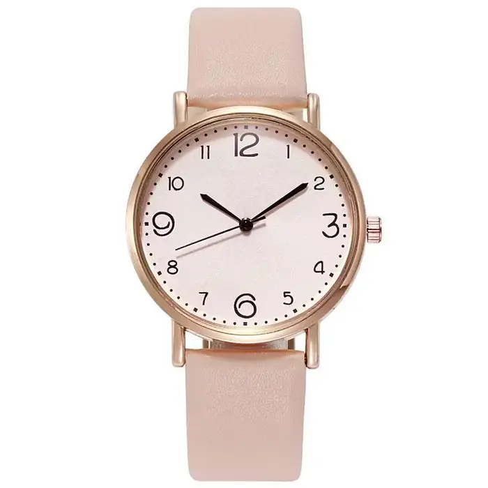 Nouvelles femmes montres dames décontracté chiffres arabes en cuir analogique montre à Quartz