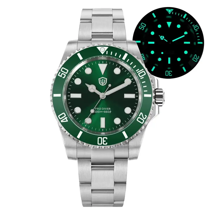 Watchdives WD1680Q V2 Montre de plongée VH31 Sweep Quartz 39mm Saphir 200M Étanche Lunette en céramique BGW9 Lume Acier inoxydable Homme