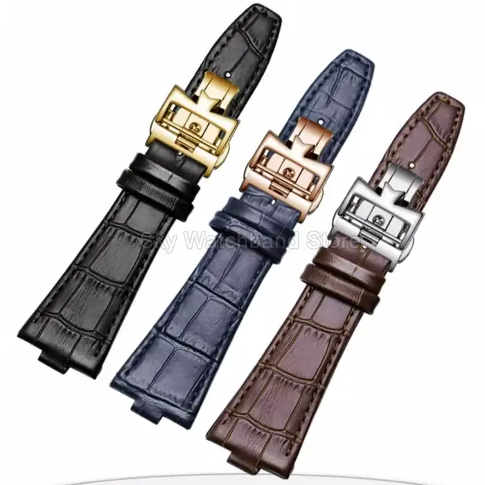 Pour Vacheron Constantin série outre-mer Bracelet de montre en cuir de vachette véritable 47450 49150 47040V
