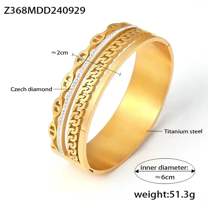 Bracelet en acier inoxydable pour femme, plaqué or, étanche, bracelet CZ de luxe, breloque tendance,