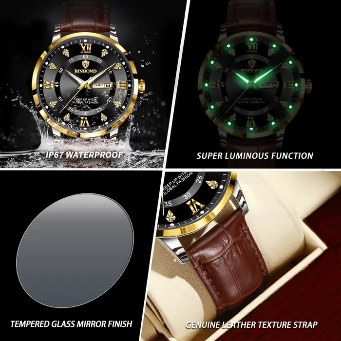 Montres à quartz BINBOND pour hommes