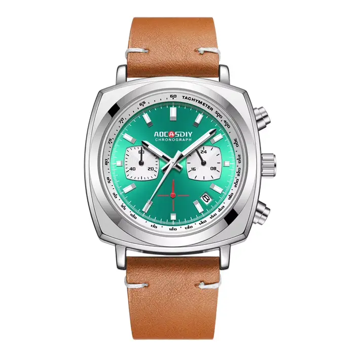 Montre carrée multifonctionnelle en alliage avec bracelet en cuir pour homme élégance et confort occasions spéciales loisirs