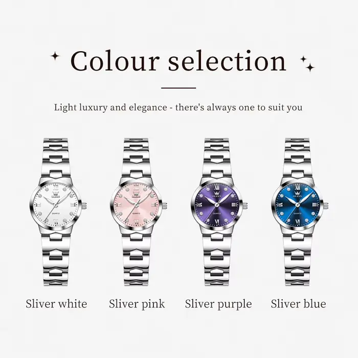 Montre OLEVS 3735 Elegance à mouvement quartz certifiée CE pour femmes avec cadran diamanté et fonction lumineuse HD pour occasions spéciales