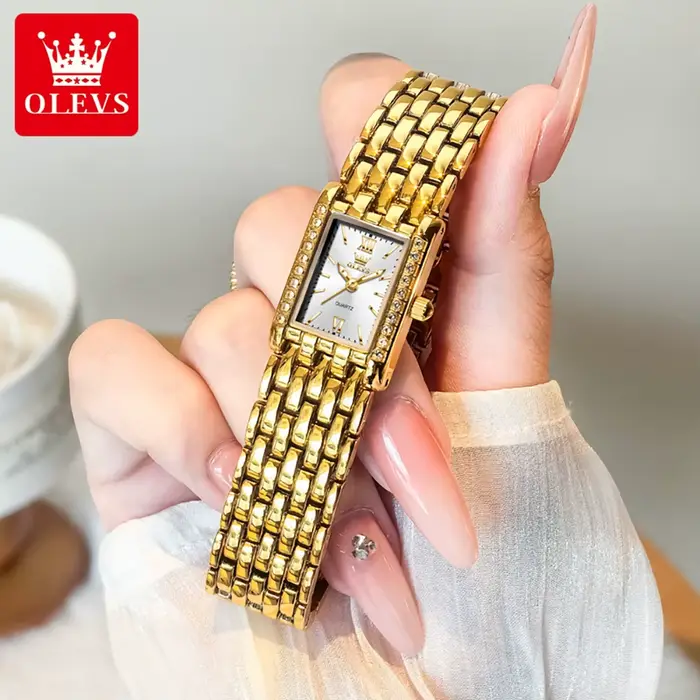 OLEVS 3700 élégant mode or femme montres en acier inoxydable carré montre à Quartz étanche Laides mo