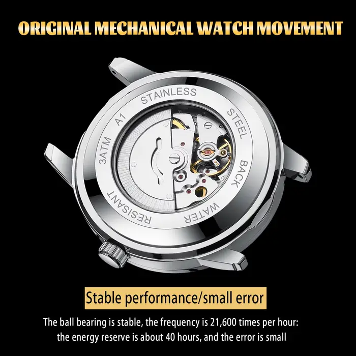 Dianpai montre mécanique entièrement automatique pour hommes d'affaires Simple calendrier en acier i