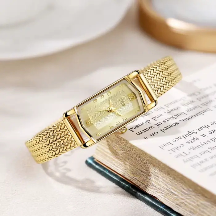Montre Femme Haut de Gamme GEDI Luxe Or Vintage Bracelet en Cuir Fin
