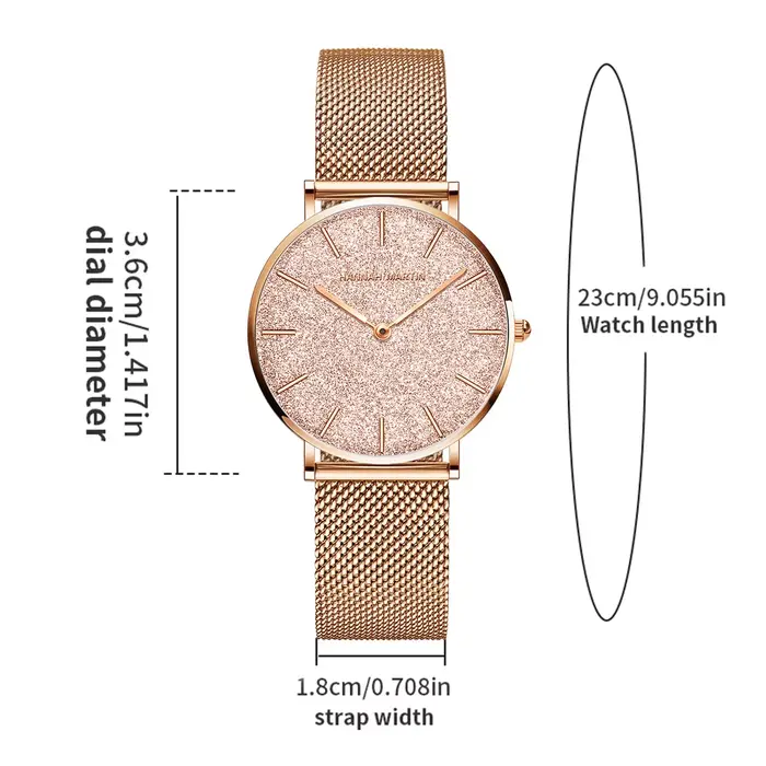 Hannah Martin montre pour femme de luxe avec mouvement à Quartz Original japonais bracelet en maille d'acier inoxydable 36mm montre-bracelet en or Rose