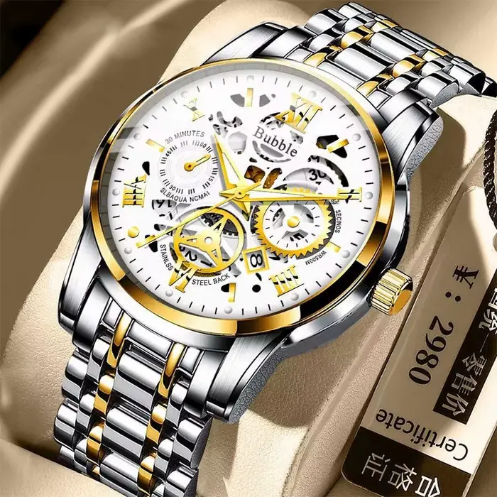 UTHAI montre pour hommes à la mode haut de gamme lumière luxe polyvalent montres à Quartz étanche romaine creux Relogio Masculino V009