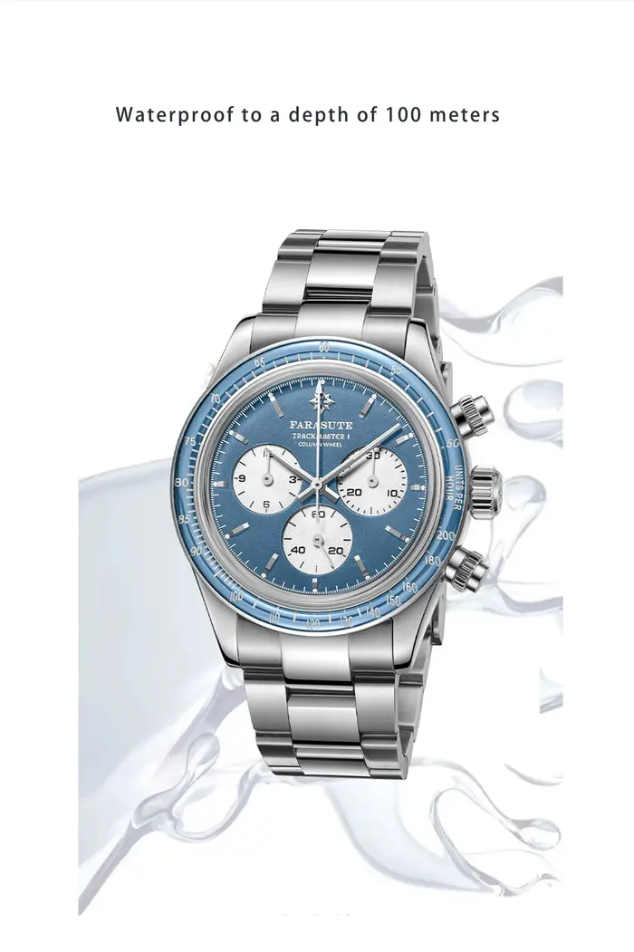 FARASUTE hommes montre automatique chronographe rétro mécanique montre-bracelet saphir 100M étanche