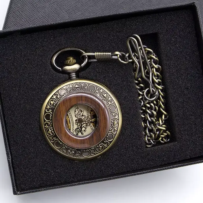Montre de poche mécanique en Bronze pour hommes et femmes