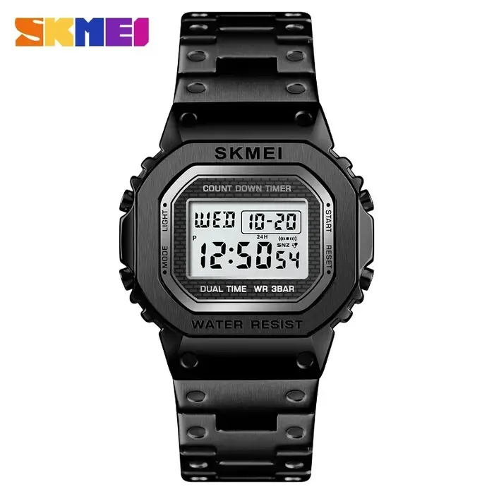 Montre numérique résistante aux chocs pour homme, avec alarme, chronomètre et affichage LED pour entraînements et événements formels