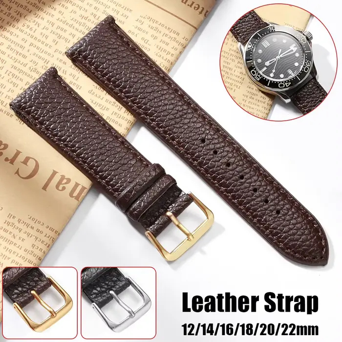 Bracelet de montre en cuir PU pour femmes, 12mm à 22mm, boucle argent ou or, bracelet de remplacement universel pour montres traditionnelles