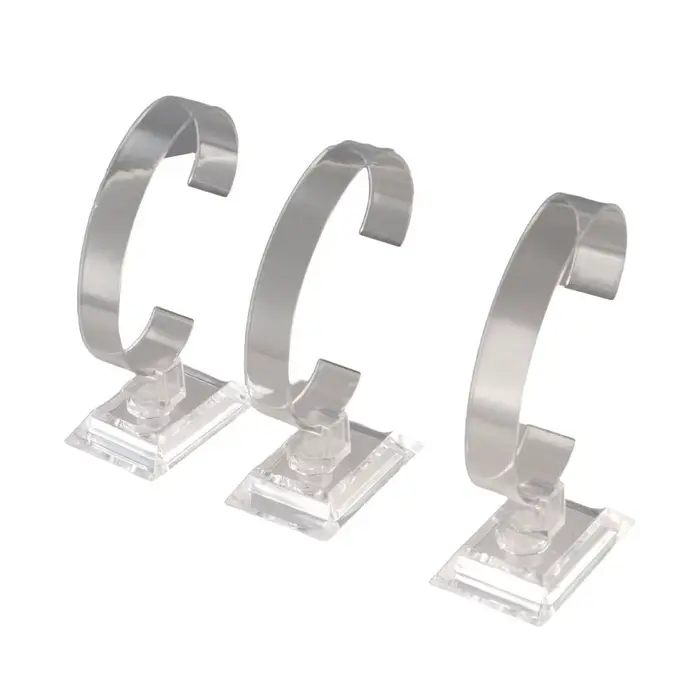Présentoirs de montre transparents, support à bijoux, anneau en C, support de montre en plastique Tr