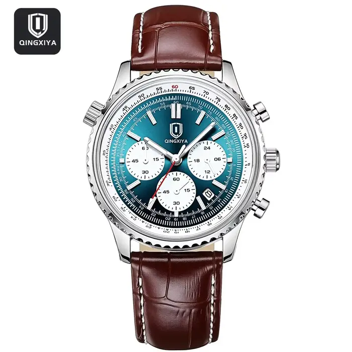 QINGXIYA – montre à Quartz en cuir pour hommes, étanche, à la mode, militaire, avec date, chronograp