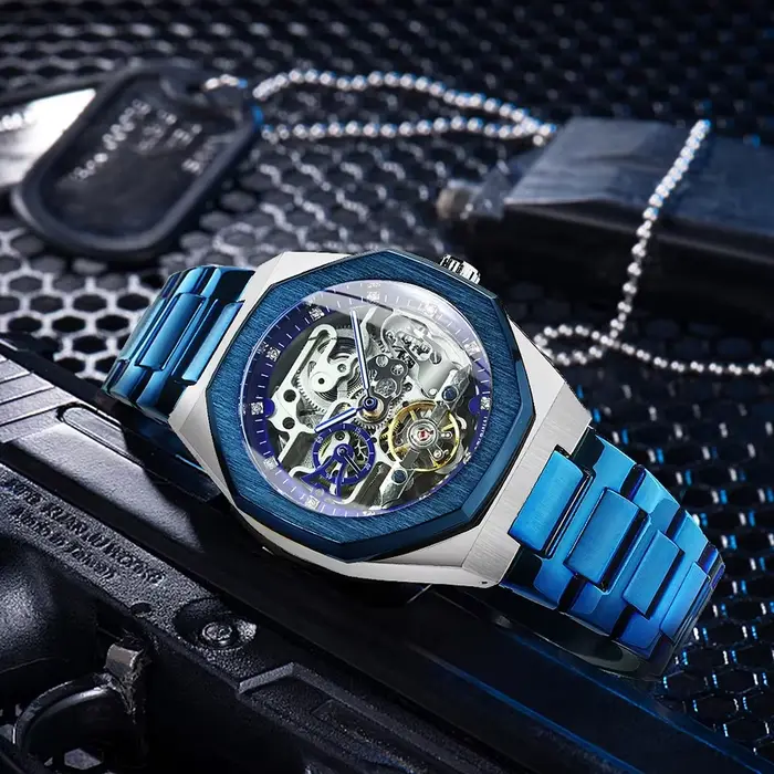 Forsining Tourbillon squelette montre mécanique pour hommes aiguilles lumineuses bracelet en acier inoxydable mode affaires montres automatiques