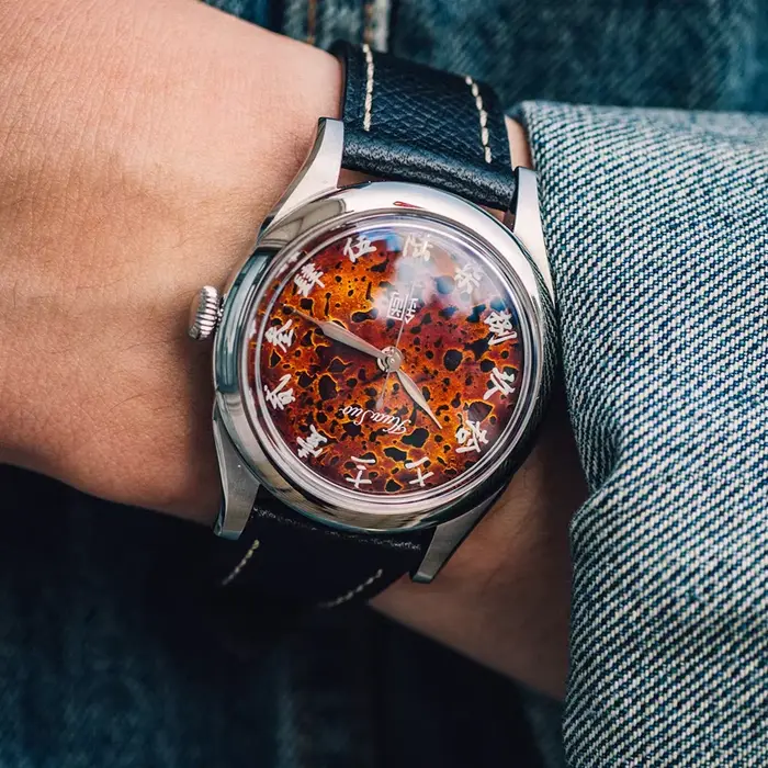 HUASUO 38mm cadran en laque fait à la main montres de luxe haut de gamme pour hommes mouvement automatique