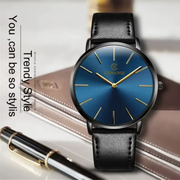 Montre JBAILI en acier inoxydable avec bracelet en cuir pour homme élégant occasions spéciales affaires soirées
