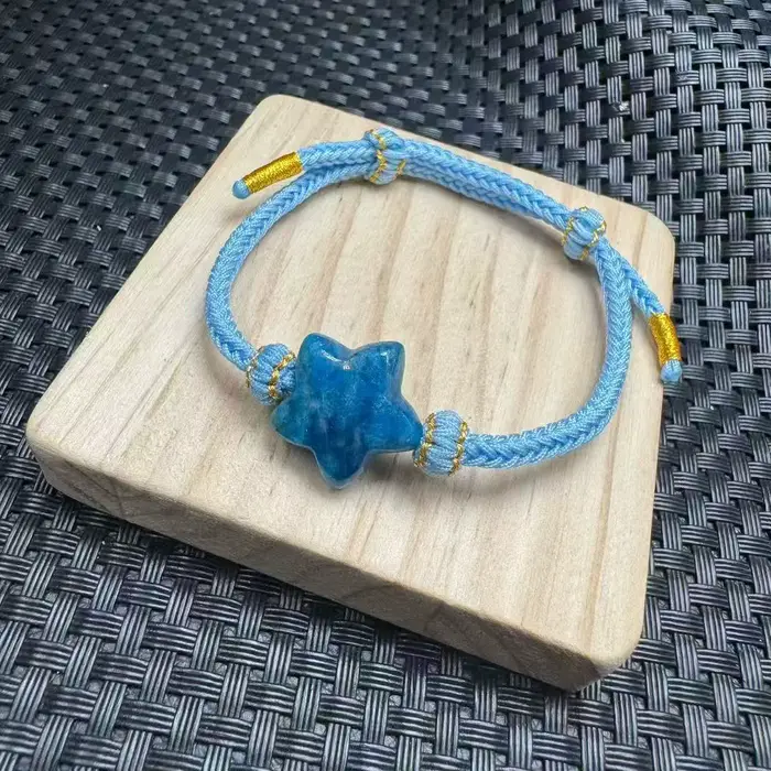 Unité un Bracelet personnalisé coût naturel bleu Apatite cristal étoile à cinq branches