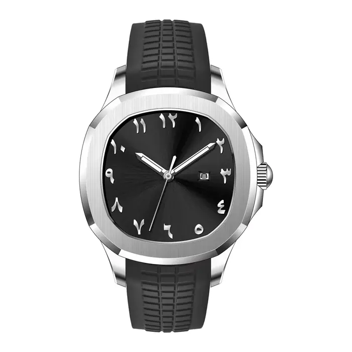 Chiffres arabes sans Logo moyen-orient luxe hommes montres marque Quartz mode créative Silicone Montre-bracelet Homme