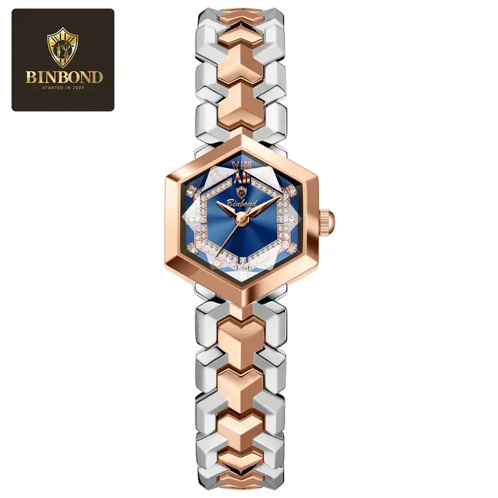BINBOND mode élégante femmes montre à Quartz losange miroir étanche montre-bracelet lumineux diamant cadran Original