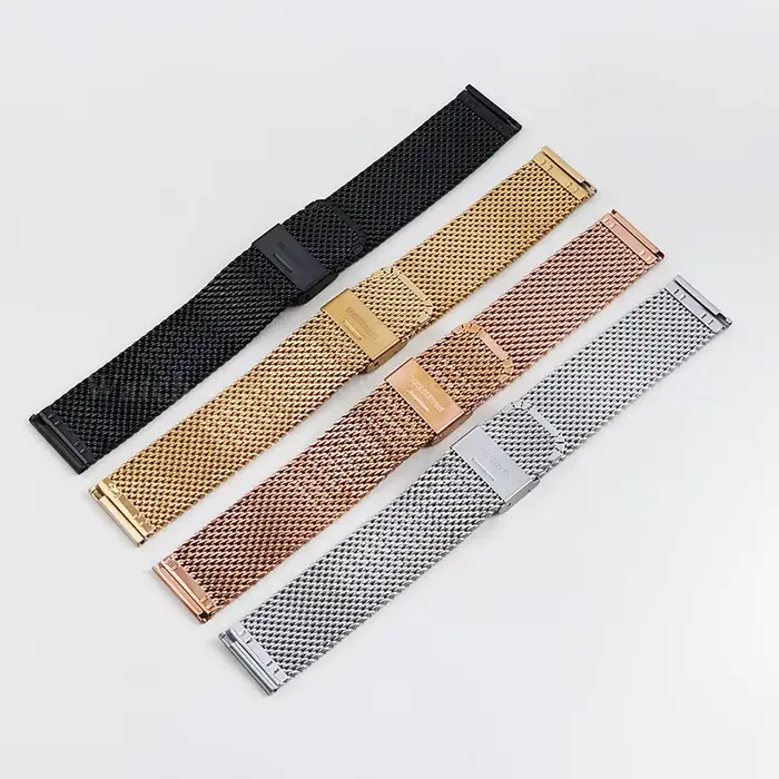 Bracelet de montre milanais universel en acier inoxydable pour homme et femme avec fermeture en acier inoxydable pour montres de luxe et marques populaires différentes couleurs et tailles
