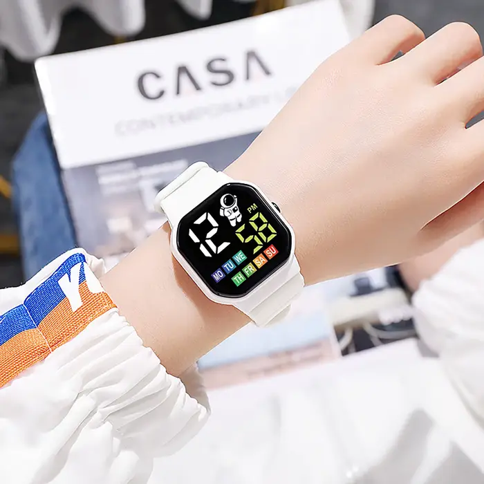 Montre intelligente pour enfants affichage semaine LED montres numériques pour garçon fille