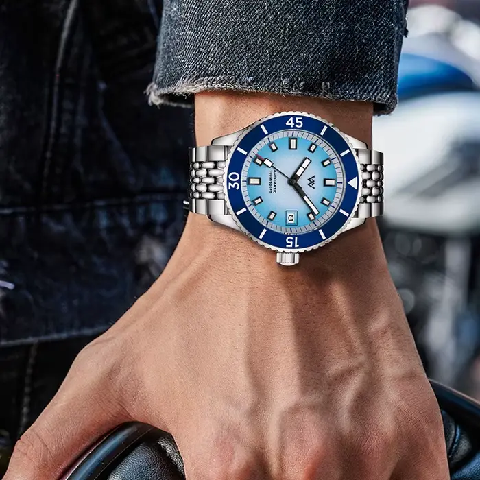 WM montre automatique mécanique plongeur montres hommes étincelle Grain dégradé cadran céramique lunette NH35 AR enduit