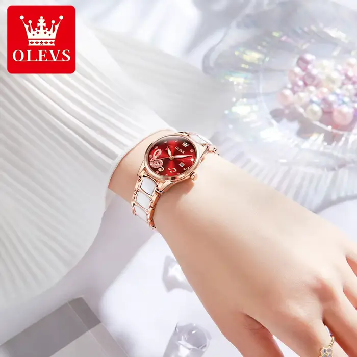OLEVS 3605 montres pour femmes Top marque de mode montre-bracelet mécanique Zircon échelle montre pour dames étanche chronographe Date