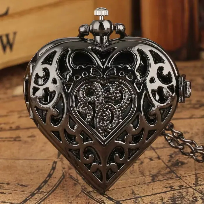 Montre de poche à Quartz lisse argenté pour hommes et femmes, collier, horloge en métal et acier ino