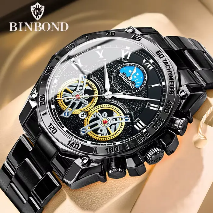 BINBONG Top marque montres de luxe pour hommes mode créative en acier inoxydable Quartz horloge mâle décontracté