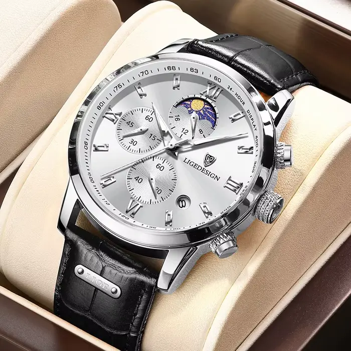 Montre militaire à quartz en cuir étanche pour homme