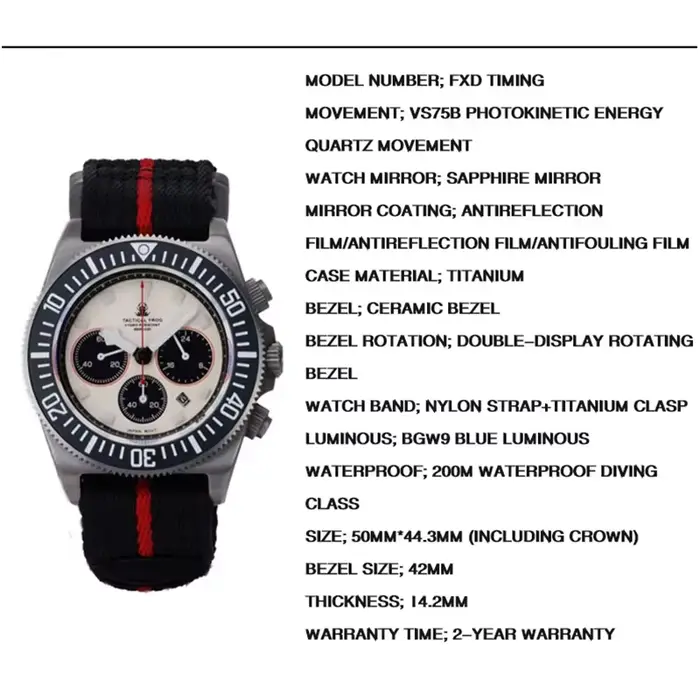 Montre à Quartz tactique grenouille FXD en titane VS75B