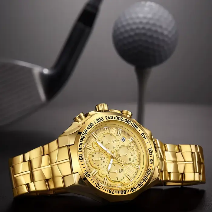 WWOOR – montre-bracelet chronographe doré pour homme