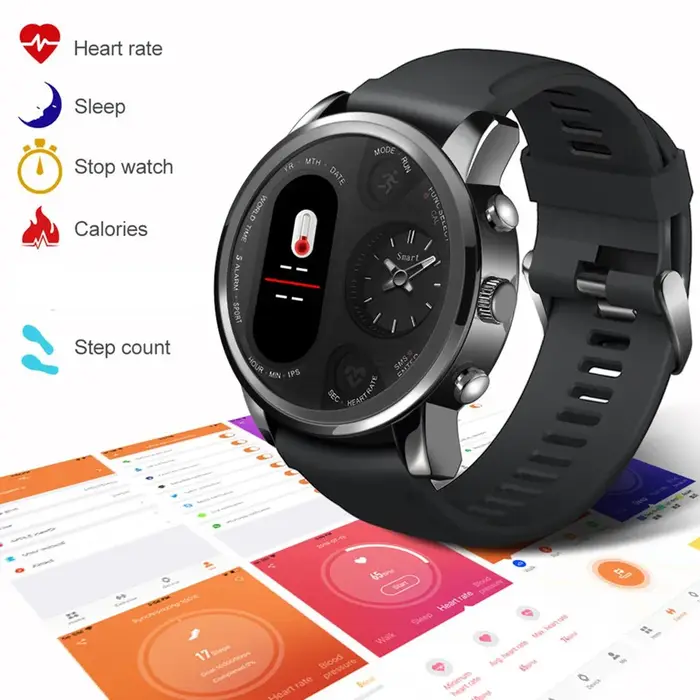 T3PRO t3 montre hybride double temps mouvement à Quartz japonais écran IPS affichage des messages ra
