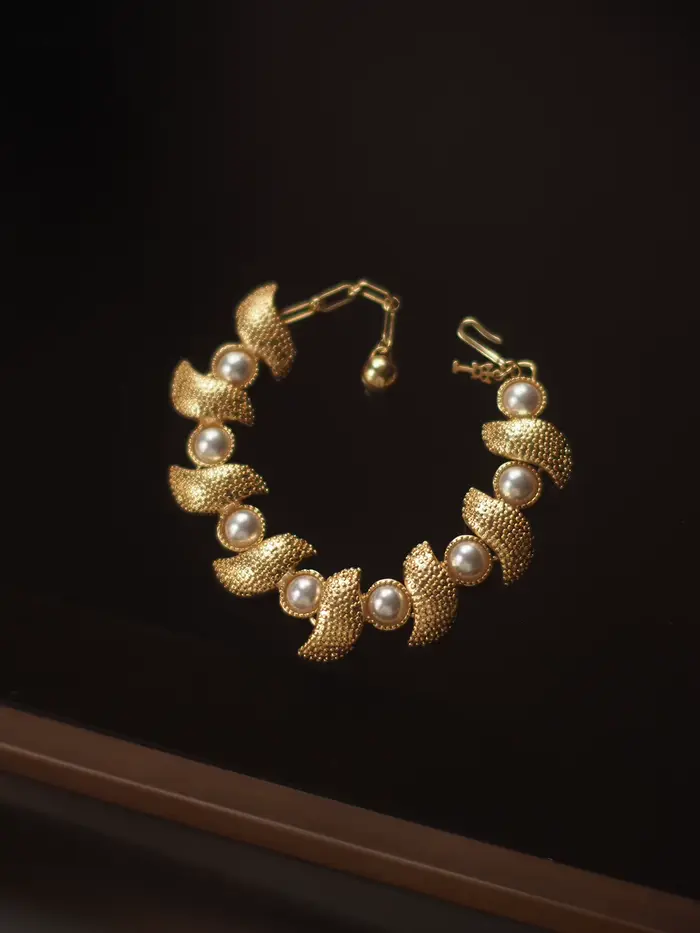Bracelet et collier en or 18 carats rempli avec perles de mabe et filigrane pour femmes occasions spéciales