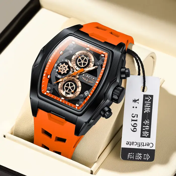 Montre à Quartz LIGE Élégante pour Hommes avec Fonction Chronographe Lumineux et Résistance à l'Eau Occasions Spéciales Activités Aquatiques Style Casual Mode