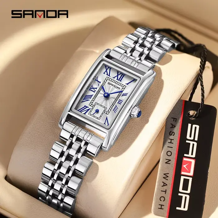 SANDA 1116 nouvelle femme montre Bracelet de luxe mode affaires en cuir acier Quartz montres pour femmes cadeau Relogio Mujeres