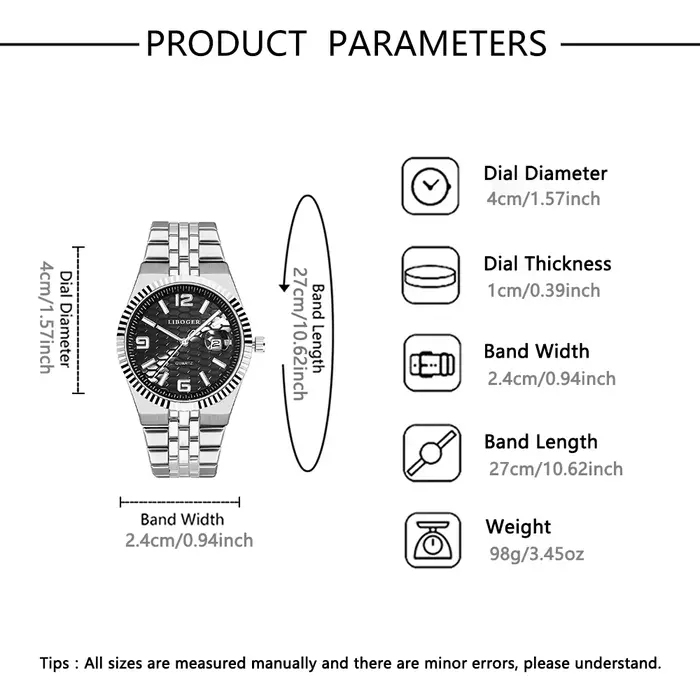 Ensemble de montre-bracelet à quartz ronde élégante et tendance pour hommes – Idéal pour un usage quotidien