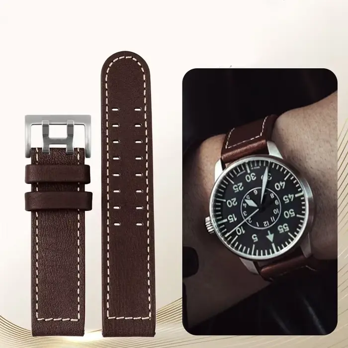Bracelet de montre en cuir véritable pour hommes