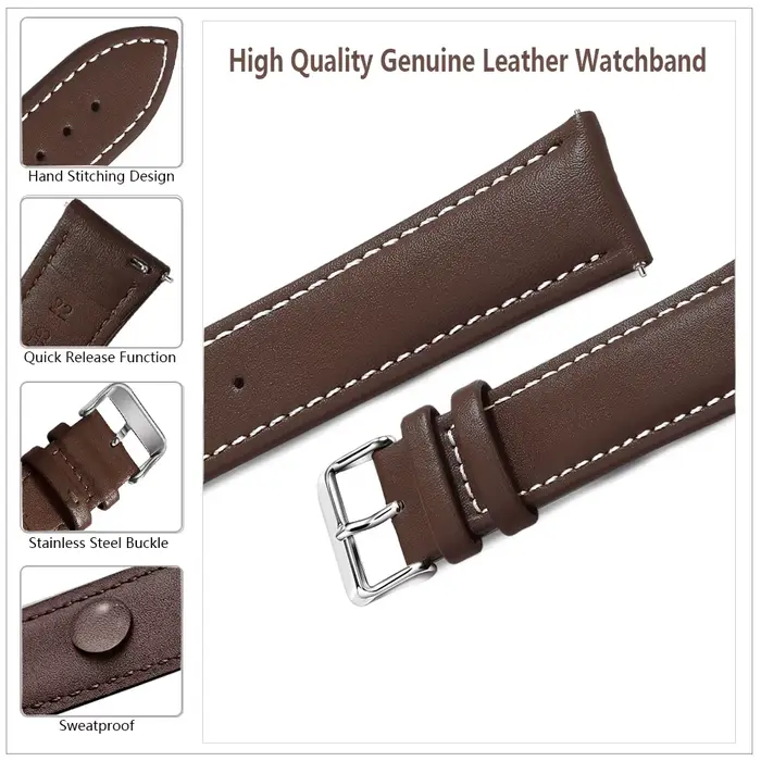 Bracelet de montre en cuir véritable de grain supérieur