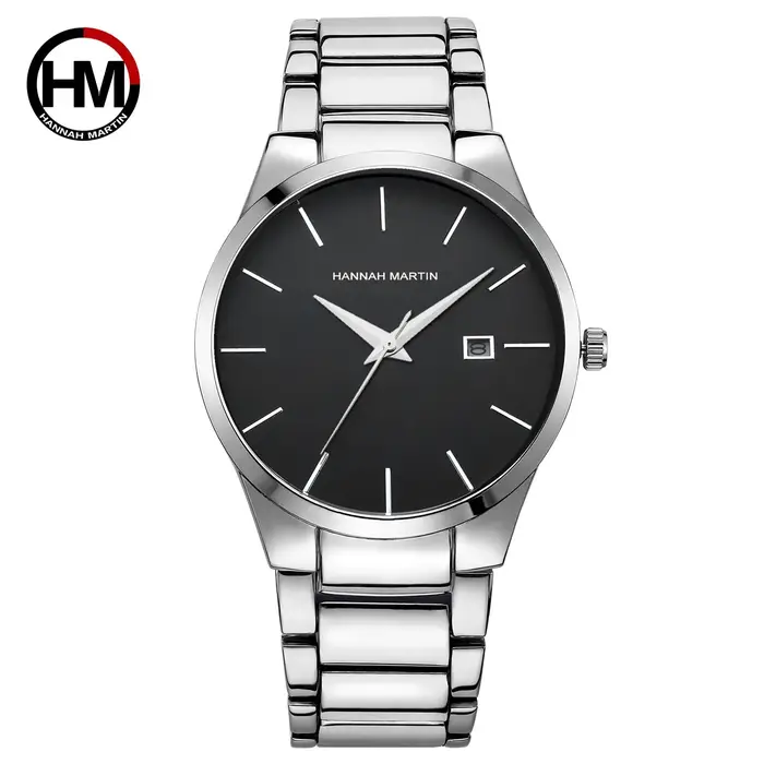 Hannah Martin montre en acier inoxydable pour hommes mode affaires Style noir